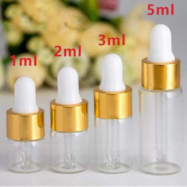 wholesale mini sample glass dropper bottles 1ml 2ml 3ml 5ml clear perfume essential oil serum bottles with gold black silver caps
wholesale mini sample glass dropper bottles 1ml 2ml 3ml 5ml clear perfume essential oil serum bottles with gold black silver caps