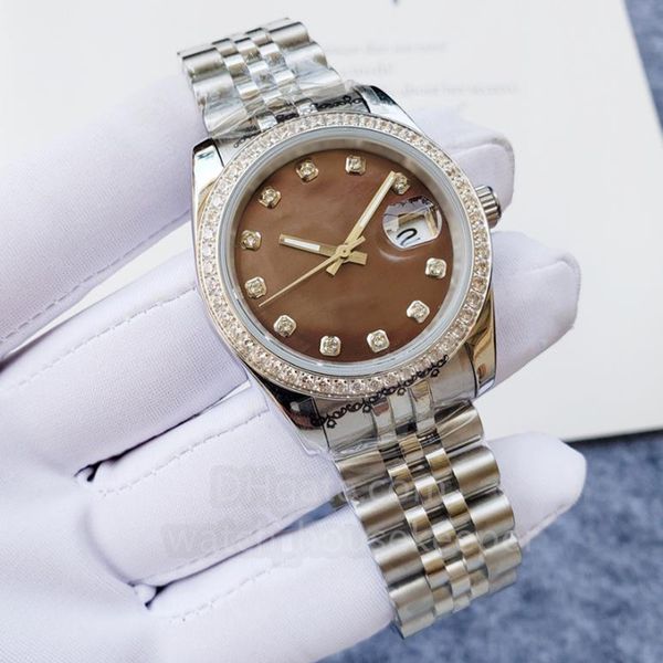 904l stainless steel watch - 36mm calendar sapphire glass automatic men's mechanical diamond waterproof designer watch, Slivery;brown
904l stainless steel watch - 36mm calendar sapphire glass automatic men's mechanical diamond waterproof designer watch, Slivery;brown