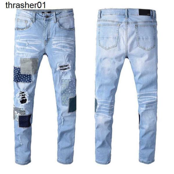 men's jeans designer amirs trend light color spring patchwork fashion brand streetwear jeans men's, Blue
men's jeans designer amirs trend light color spring patchwork fashion brand streetwear jeans men's, Blue