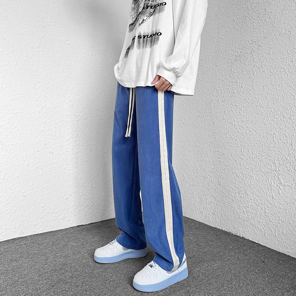 men's pants drop spring striped men's pants streetwear slim straight trousers male fashion couple sweatpants 221010, Black
men's pants drop spring striped men's pants streetwear slim straight trousers male fashion couple sweatpants 221010, Black