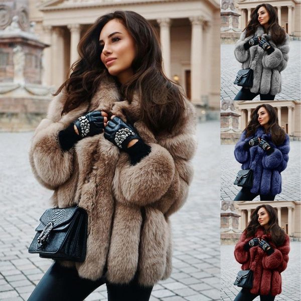 women coat thanksgiving gift winter faux fox fur outdoor warm leisure fashion street splicing mid-length jackets coats multicolor long sleev, Black
women coat thanksgiving gift winter faux fox fur outdoor warm leisure fashion street splicing mid-length jackets coats multicolor long sleev, Black