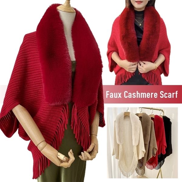 scarves women winter imitation cashmere shawl scarf lady elegant faux fur collar capes tassel wraps long warm wraps cloak poncho 221010, Blue;gray
scarves women winter imitation cashmere shawl scarf lady elegant faux fur collar capes tassel wraps long warm wraps cloak poncho 221010, Blue;gray