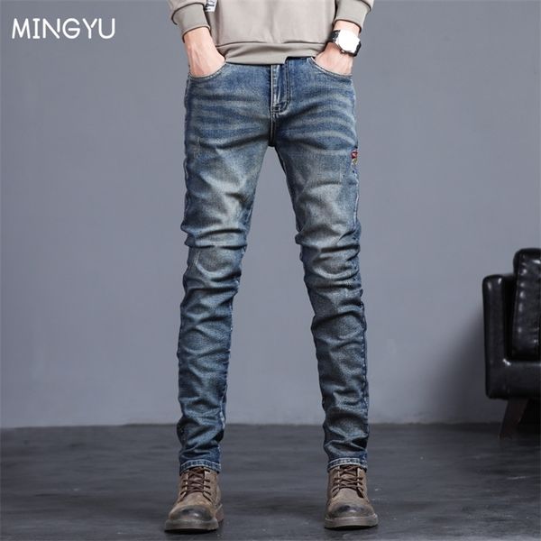 men's jeans spring autumn vintage blue solid color elastic classic men slim fashion denim trousers male 27-36 221008
men's jeans spring autumn vintage blue solid color elastic classic men slim fashion denim trousers male 27-36 221008