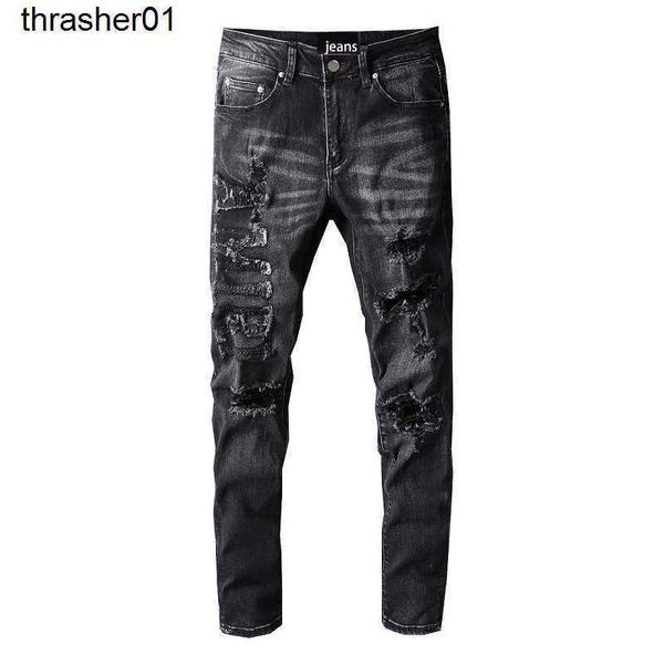 new men's jeans designer fashion brand amirs jeans men's hole breaking trend frayed splicing fashion brand jeans, Blue
new men's jeans designer fashion brand amirs jeans men's hole breaking trend frayed splicing fashion brand jeans, Blue