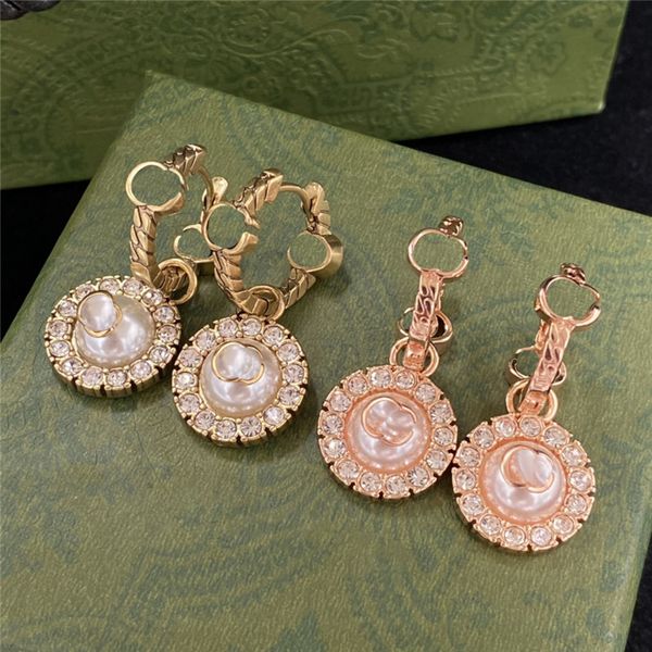 exquisite double letters pearl earrings charm diamond studs women rhinestone ear hoops with box, Golden
exquisite double letters pearl earrings charm diamond studs women rhinestone ear hoops with box, Golden