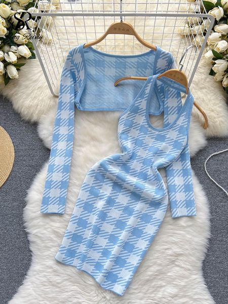 two piece dress singreiny ladies plaid knitted sets halter bodycon short dress knit cardigan mini coat women fashion pieces suits 221010, White
two piece dress singreiny ladies plaid knitted sets halter bodycon short dress knit cardigan mini coat women fashion pieces suits 221010, White