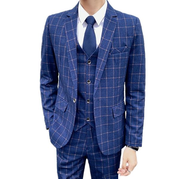 men's suits blazers men's business fashion casual single breasted trousrers suits male plaid jacket blazers vest pants 3 pcs sets, White;black
men's suits blazers men's business fashion casual single breasted trousrers suits male plaid jacket blazers vest pants 3 pcs sets, White;black