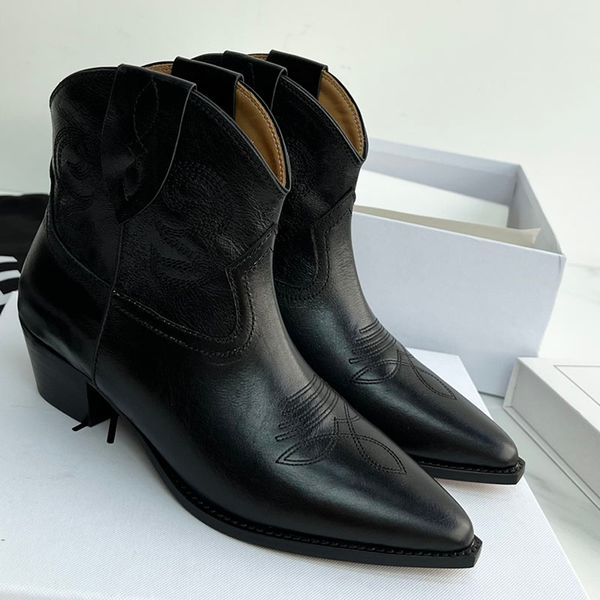 biker cowgirl boots cowboy heel pull-on classic booties leather outsole snip toe boot women luxury designers shoes factory footwear, Black
biker cowgirl boots cowboy heel pull-on classic booties leather outsole snip toe boot women luxury designers shoes factory footwear, Black