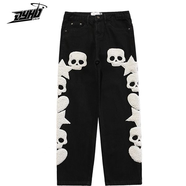 men's jeans vintage pocket skull embroidery straight cargo pants men and women oversize trousers harajuku streetwear denim 221008, Blue
men's jeans vintage pocket skull embroidery straight cargo pants men and women oversize trousers harajuku streetwear denim 221008, Blue