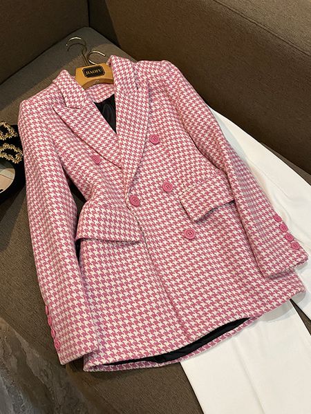women's suits blazers brand light luxury british niche retro hourglass plaid suit houndstooth tweed slim jacket fall 221008, White;black
women's suits blazers brand light luxury british niche retro hourglass plaid suit houndstooth tweed slim jacket fall 221008, White;black