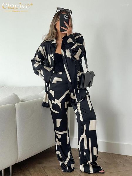 women's two piece pants clacive fashion loose print sets womens outifits autumn casual lapel long sleeve blouse with hgih wasit trouser, White
women's two piece pants clacive fashion loose print sets womens outifits autumn casual lapel long sleeve blouse with hgih wasit trouser, White