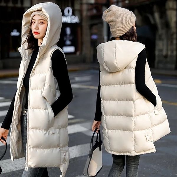 women's vests women's vest jacket down cotton vest autumn winter jacket hooded long coat sleeveless loose female waistcoat snow we, Black;white 
women's vests women's vest jacket down cotton vest autumn winter jacket hooded long coat sleeveless loose female waistcoat snow we, Black;white