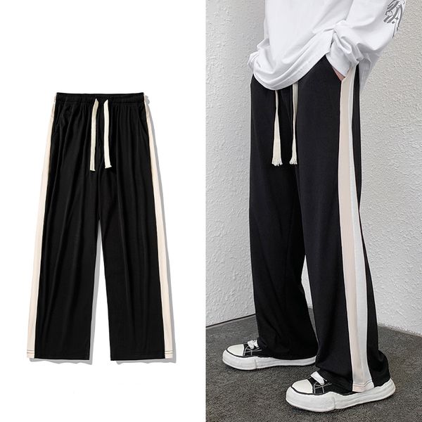 men's pants summer casual straight men trousers striped streetwear cool men's pants fashion men clothing 221010, Black
men's pants summer casual straight men trousers striped streetwear cool men's pants fashion men clothing 221010, Black