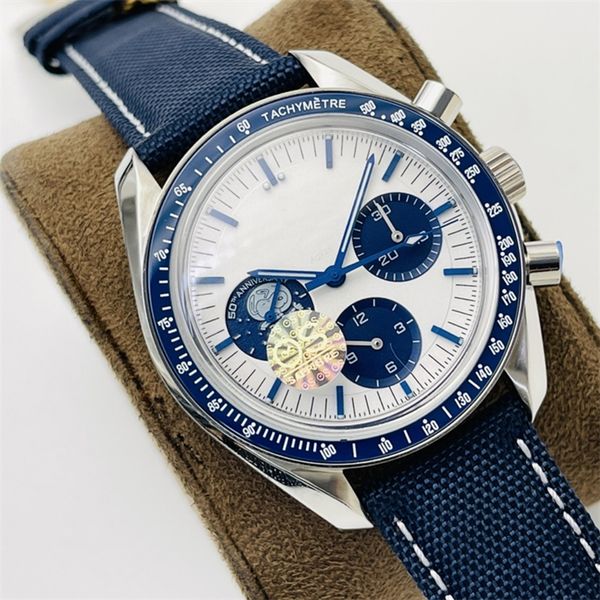 os montre de luxe men watches 42mm 7750 automatic chronograph mechanical movement steel case blue nylon strap luxury watch wristwatches, Slivery;brown
os montre de luxe men watches 42mm 7750 automatic chronograph mechanical movement steel case blue nylon strap luxury watch wristwatches, Slivery;brown