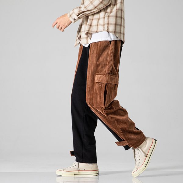men's pants man casual harem corduroy elastic waist patchwork oversize trousers woman vintage korean streetwear 221010, Black
men's pants man casual harem corduroy elastic waist patchwork oversize trousers woman vintage korean streetwear 221010, Black