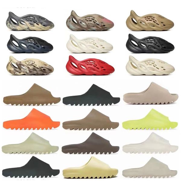 foam sandals for man flat heel slipper designer slides casual beach sliders black resin grey cream clay mineral blue slippers with box
