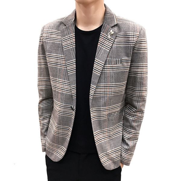 men's suits blazers men autumn slim suit blazer fashion plaid print simple temperament british style business casual dress jacket coat, White;black
men's suits blazers men autumn slim suit blazer fashion plaid print simple temperament british style business casual dress jacket coat, White;black
