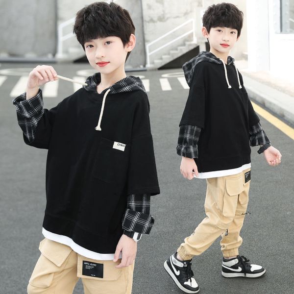 pullover boys hoodies kids 4 12 years children plaid long sleeve patchwork t shirts black sweatshirts l221010, Blue
pullover boys hoodies kids 4 12 years children plaid long sleeve patchwork t shirts black sweatshirts l221010, Blue