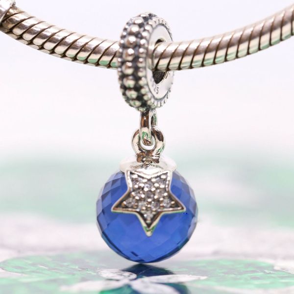 925 sterling silver moon & star with midnight blue cz dangle charm bead fits european pandora style jewelry charm bracelets, Black
925 sterling silver moon & star with midnight blue cz dangle charm bead fits european pandora style jewelry charm bracelets, Black
