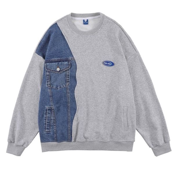 men's hoodies sweatshirts gtdom denim contrast color splicing hip hop sweater man autumn loose round neck long sleeve high street casua, Black
men's hoodies sweatshirts gtdom denim contrast color splicing hip hop sweater man autumn loose round neck long sleeve high street casua, Black