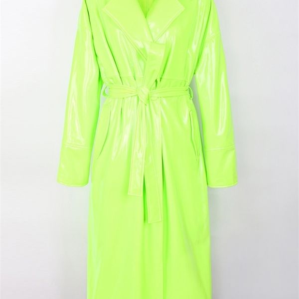 women's leather faux nerazzurri spring autumn long oversized bright green pink patent trench coat for women sashes luxury designer clot, Black
women's leather faux nerazzurri spring autumn long oversized bright green pink patent trench coat for women sashes luxury designer clot, Black