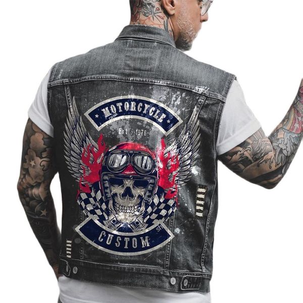 men's autumn new cowboy vest street fashion personality pilot skull print flower season riding motorcycle vest jacket, Black;white
men's autumn new cowboy vest street fashion personality pilot skull print flower season riding motorcycle vest jacket, Black;white