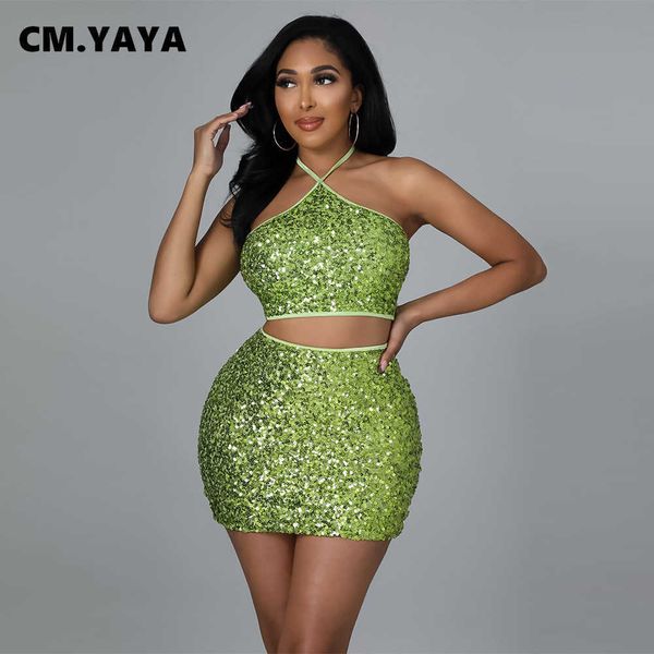 two piece dress cmyaya street sequins women's dress set halter neck crop and midi mini skirts suit matching two 2 piece set outfits j2, White
two piece dress cmyaya street sequins women's dress set halter neck crop and midi mini skirts suit matching two 2 piece set outfits j2, White