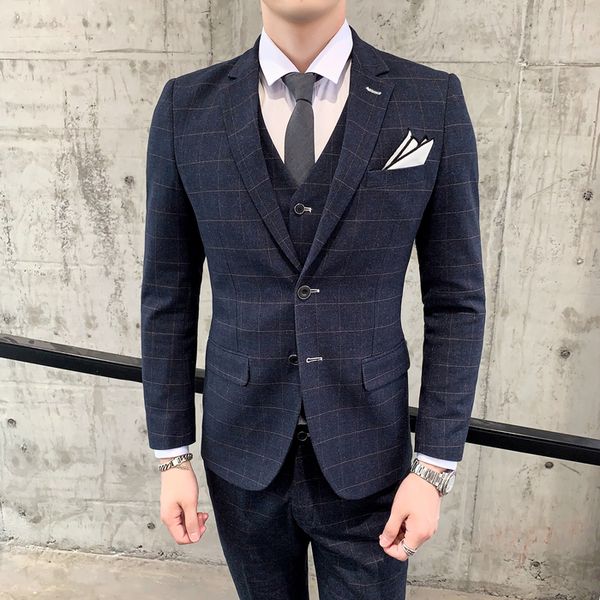 men's suits blazers suit coat pants vest 3 pcs set fashion men's casual boutique business plaid blazers jacket trousers waistcoat, White;black
men's suits blazers suit coat pants vest 3 pcs set fashion men's casual boutique business plaid blazers jacket trousers waistcoat, White;black