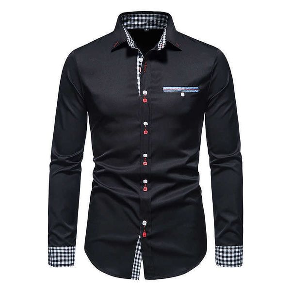 men's casual shirts parklees 2021 plaid stylish button patchwork formal shirts for men solid slim long sleeve dress shirt business offi, White;black
men's casual shirts parklees 2021 plaid stylish button patchwork formal shirts for men solid slim long sleeve dress shirt business offi, White;black