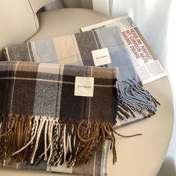 scarves luxury plaid scarf winter warm cashmere women long bandana pashmina foulard female scarves tassel shawl and wraps design 221010, Blue;gray
scarves luxury plaid scarf winter warm cashmere women long bandana pashmina foulard female scarves tassel shawl and wraps design 221010, Blue;gray