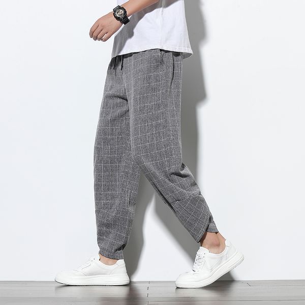 men's pants cotton linen harem pants men plaid elastic waist streetwear joggers autumn widelegged baggy casual pants trousers men 22101, Black
men's pants cotton linen harem pants men plaid elastic waist streetwear joggers autumn widelegged baggy casual pants trousers men 22101, Black