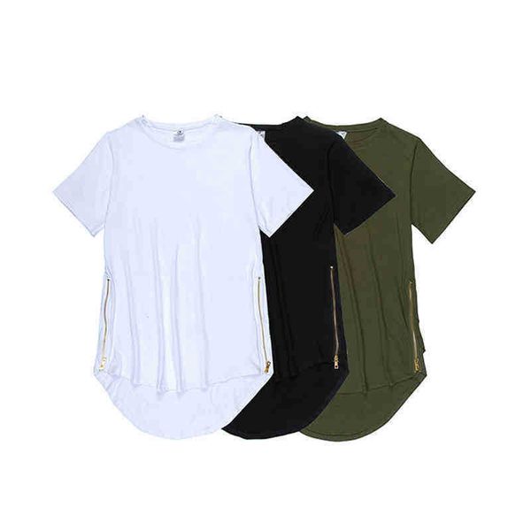 mens hip hop longline short t-shirt with side zipper 100% cotton fashion streetwear, White;black
mens hip hop longline short t-shirt with side zipper 100% cotton fashion streetwear, White;black