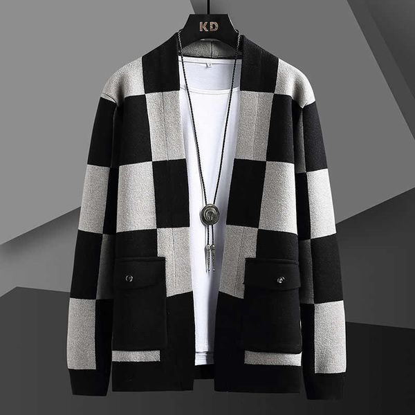 men's sweaters 2022 brand plaid cardigan spring autumn casual loose comfortable knit fashion v-neck g221010, White;black
men's sweaters 2022 brand plaid cardigan spring autumn casual loose comfortable knit fashion v-neck g221010, White;black