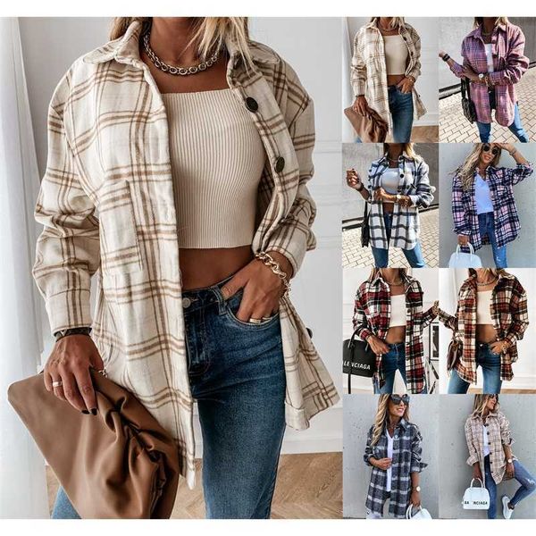 fall and winter women plaid designer shirt loose leisure long sleeve thick shirt coat, White
fall and winter women plaid designer shirt loose leisure long sleeve thick shirt coat, White