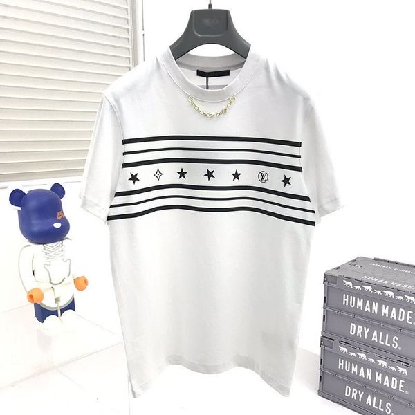 22s summer tide correct version of the decorative chain stars between the stripes printed loose casual round neck short-sleeved t-shirt men, White;black
22s summer tide correct version of the decorative chain stars between the stripes printed loose casual round neck short-sleeved t-shirt men, White;black