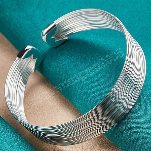 925 sterling silver multi-line bracelets bangle for women man fashion jewelry gift, Black
925 sterling silver multi-line bracelets bangle for women man fashion jewelry gift, Black