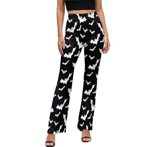 women's pants s bat animal high waist classic ladies flare home pattern trouser 221011, Black;white
women's pants s bat animal high waist classic ladies flare home pattern trouser 221011, Black;white
