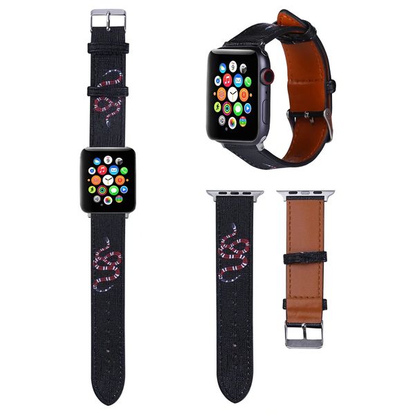 

for Black Apple Watch Straps Bands 8 7 6 5 3 2 Series 41mm 45mm 38mm 40mm 42mm Men Leather Band Wowen iwatch Strap Fashion Bracelet With Dragon Designer Pattern Canada USA