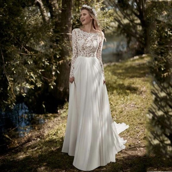 lace chiffon boho wedding dresses long sleeves 2022 open back robe de mariee vintage beach floor length white ivory bridal dress
lace chiffon boho wedding dresses long sleeves 2022 open back robe de mariee vintage beach floor length white ivory bridal dress