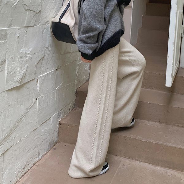 women's pants s twist knitted wide leg pant 's autumn and winter high waist drape wool mopping long casual straight 221011, Black;white
women's pants s twist knitted wide leg pant 's autumn and winter high waist drape wool mopping long casual straight 221011, Black;white