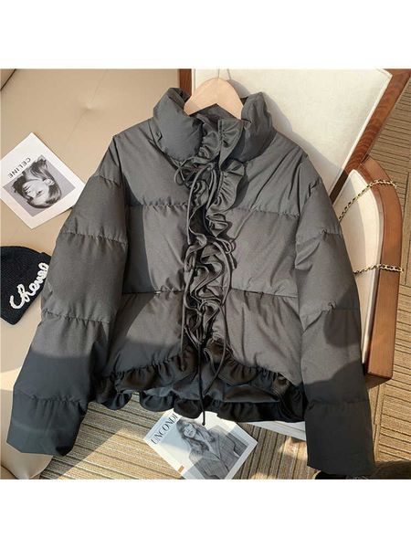 women's down parkas autumn winter women solid color pleated ruffle decoration cotton padded coat loose long sleeve irregular clipping l, Black
women's down parkas autumn winter women solid color pleated ruffle decoration cotton padded coat loose long sleeve irregular clipping l, Black