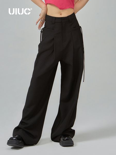 women's pants s uiuc black cargo women high waist mopping trousers for female 221011, Black;white
women's pants s uiuc black cargo women high waist mopping trousers for female 221011, Black;white
