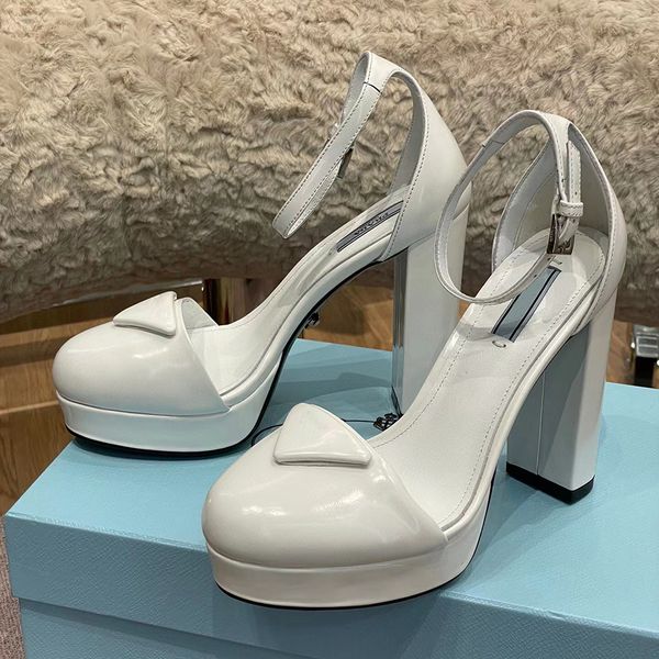 patent calfskin waterproof platform dress shoes luxury designer high-heeled sandals 11cm triangular label decorated white women's shoes, Black
patent calfskin waterproof platform dress shoes luxury designer high-heeled sandals 11cm triangular label decorated white women's shoes, Black