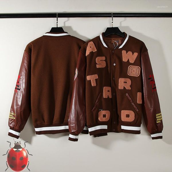 men's jackets travis scocactus jack varsity baeball jacket men women patchwork leather sleeve towel embroidery text chic coat, Black;brown
men's jackets travis scocactus jack varsity baeball jacket men women patchwork leather sleeve towel embroidery text chic coat, Black;brown
