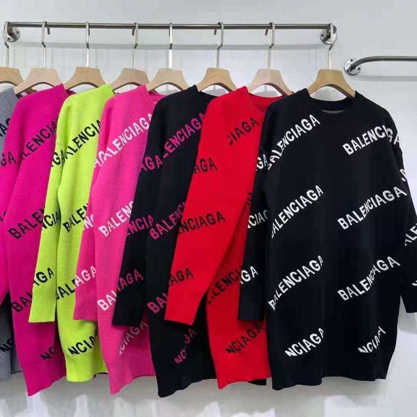women's sweaters balencaigass designer 2022 autumn winter new style jacquard letter medium long sweater knitting versatile large loose, White;black
women's sweaters balencaigass designer 2022 autumn winter new style jacquard letter medium long sweater knitting versatile large loose, White;black