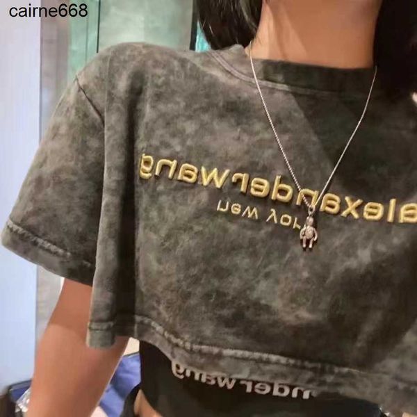women's hoodies designer sweatshirts washed gold thread embroidery letters exposed umbilical short sleeve t-shirt alexanders women', Black
women's hoodies designer sweatshirts washed gold thread embroidery letters exposed umbilical short sleeve t-shirt alexanders women', Black