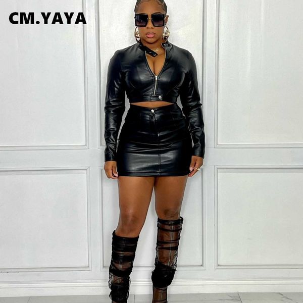 two piece dress cmyaya faux leather pu women's dress set long sleeve jacket and mini skirts suit moto biker matching two 2 piece set ou, White
two piece dress cmyaya faux leather pu women's dress set long sleeve jacket and mini skirts suit moto biker matching two 2 piece set ou, White