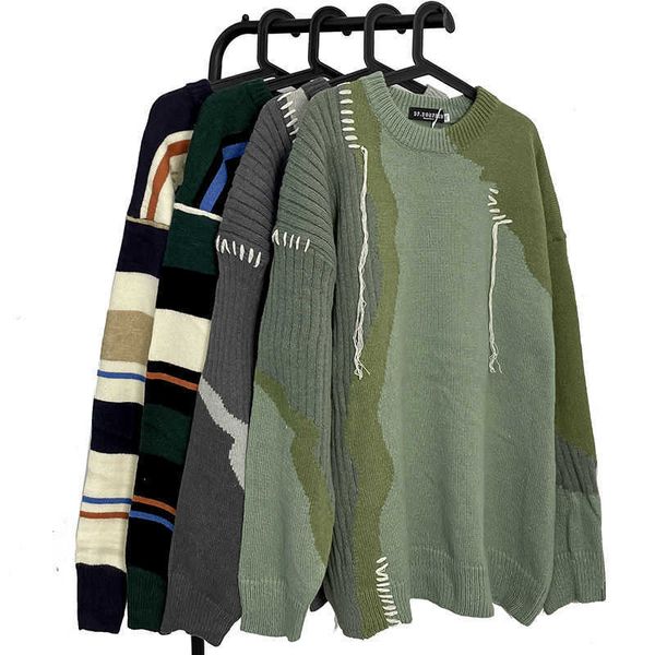 men's sweaters 2022 musim gugur dan dingin merek trendi desain rasa ceruk warna kontras sweater jahitan pria amerika retro tren pakaian, White;black
men's sweaters 2022 musim gugur dan dingin merek trendi desain rasa ceruk warna kontras sweater jahitan pria amerika retro tren pakaian, White;black