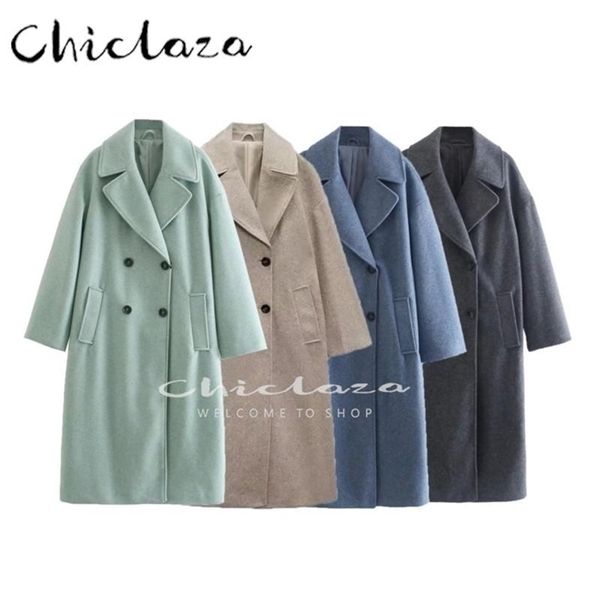 women's wool blends chiclaza autumn winter women thick warm woolen coat female casual long sleeves solid outwear ladies 221010, Black
women's wool blends chiclaza autumn winter women thick warm woolen coat female casual long sleeves solid outwear ladies 221010, Black