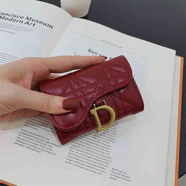 20% off 2023 designer bag designer purse buckle autumn and folding diamond lattice embroidery line, Red;black